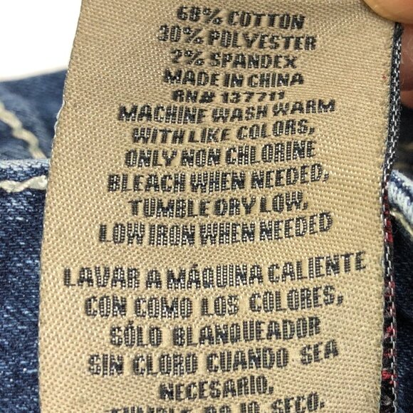 Raw X Mens Jeans 32 Distressed Contrast Double Stitching Stretch Med Dark Wash - Picture 11 of 11